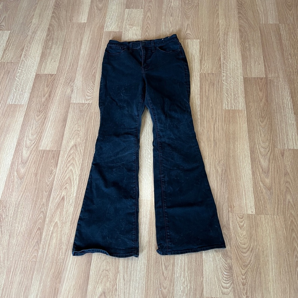 Madewell Skinny Flare Jeans Black High Rise Denim Size 29x30 Bell Boot College